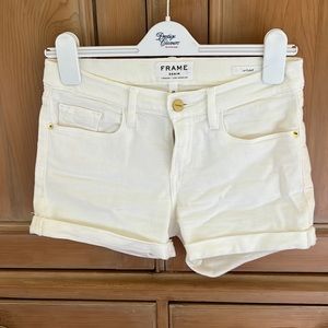 Frame, Le Cutoff, white denim shorts